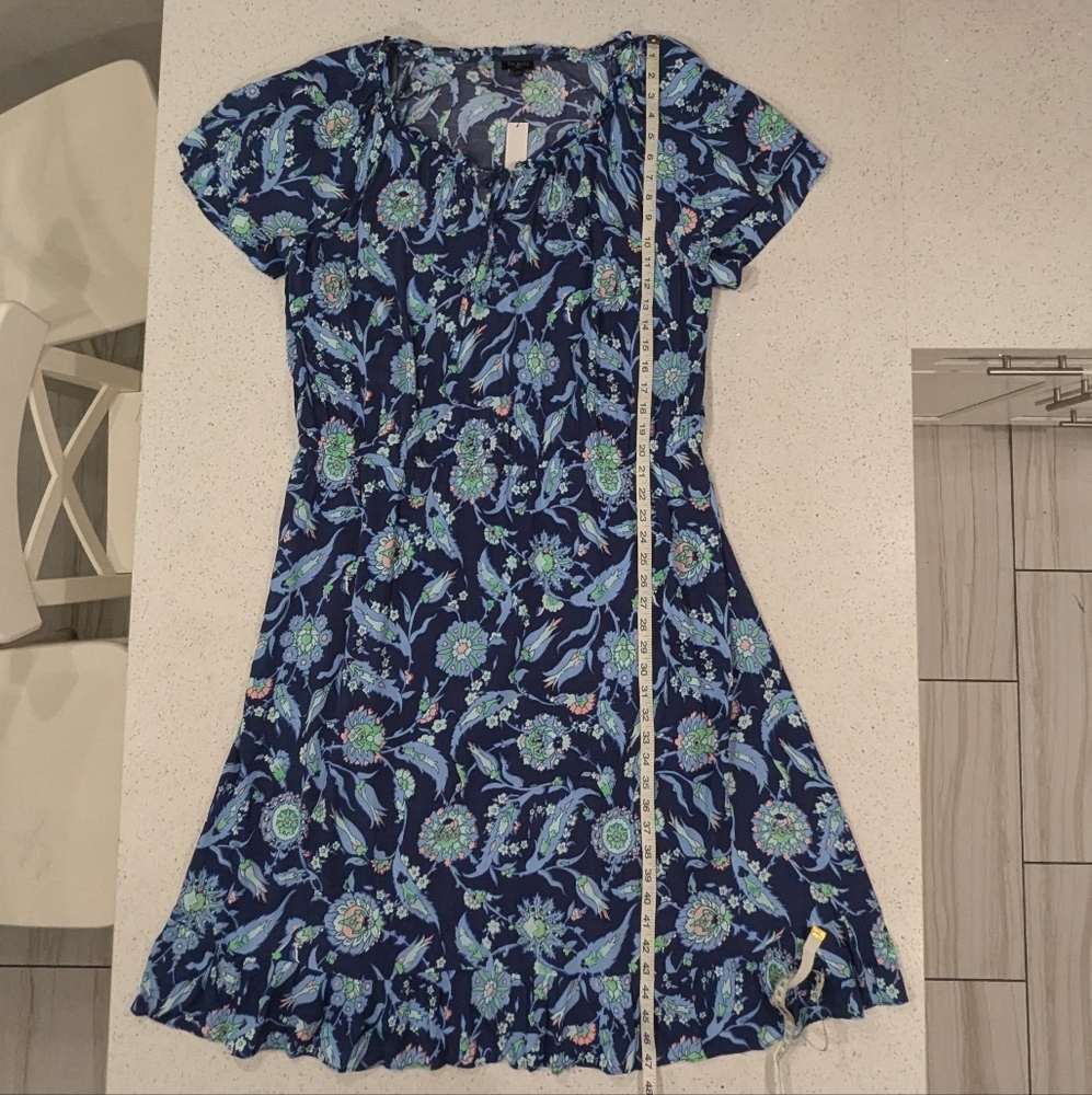 NWT Talbots Plus Sweet Garden Popover Midi Dress Blue Floral Flutter Sleeve 16W - Picture 4 of 11